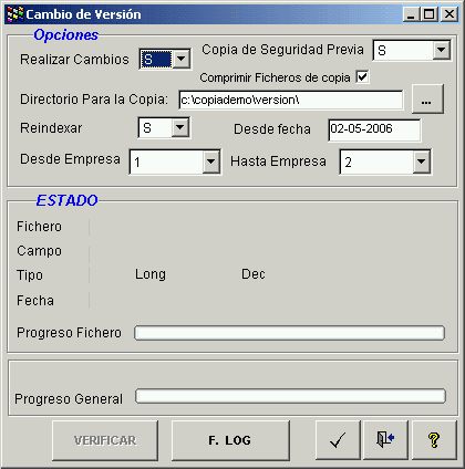Cambio de Versión