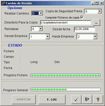 Cambio de Versión