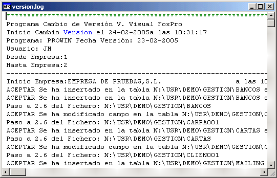 version.log