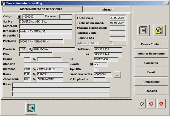Mantenimiento de Mailing