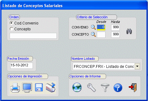 Listado de Conceptos Salariales