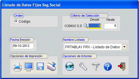 Listado de Datos Fijos Segurirad Social
