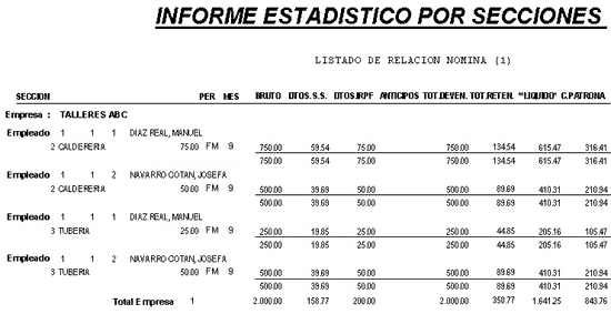 INFORME ESTADISTICO POR SECCIONES