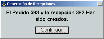 Generación de Recepciones: El pedido 5 y la recepción 4 Han sido creados