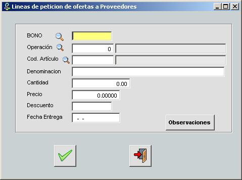 Lineas de petici�n de ofertas a proveedores
