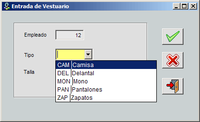 Entrada de vestuario