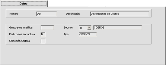 Pestaa de Datos