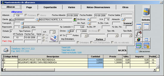 Grid de albaranes