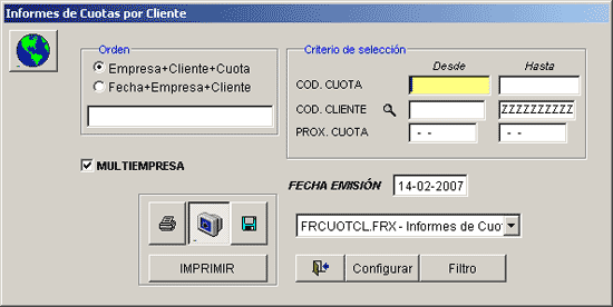 Informe de cuotas x cliente