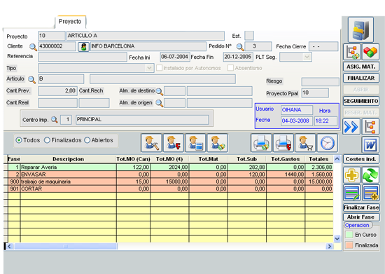 mantenimiento Proyectos