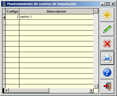 Mantenimiento de centros de imputación